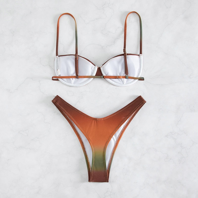 Brazilian Style Copper Thong Bikini Set