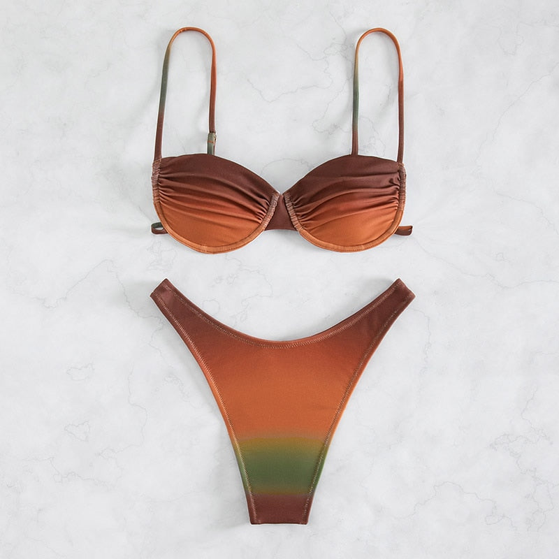 Brazilian Style Copper Thong Bikini Set