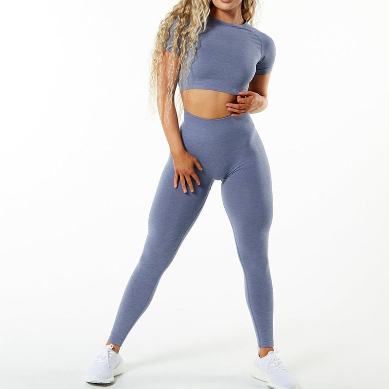 2 Piece Crop Top & High Waist Leggings Set